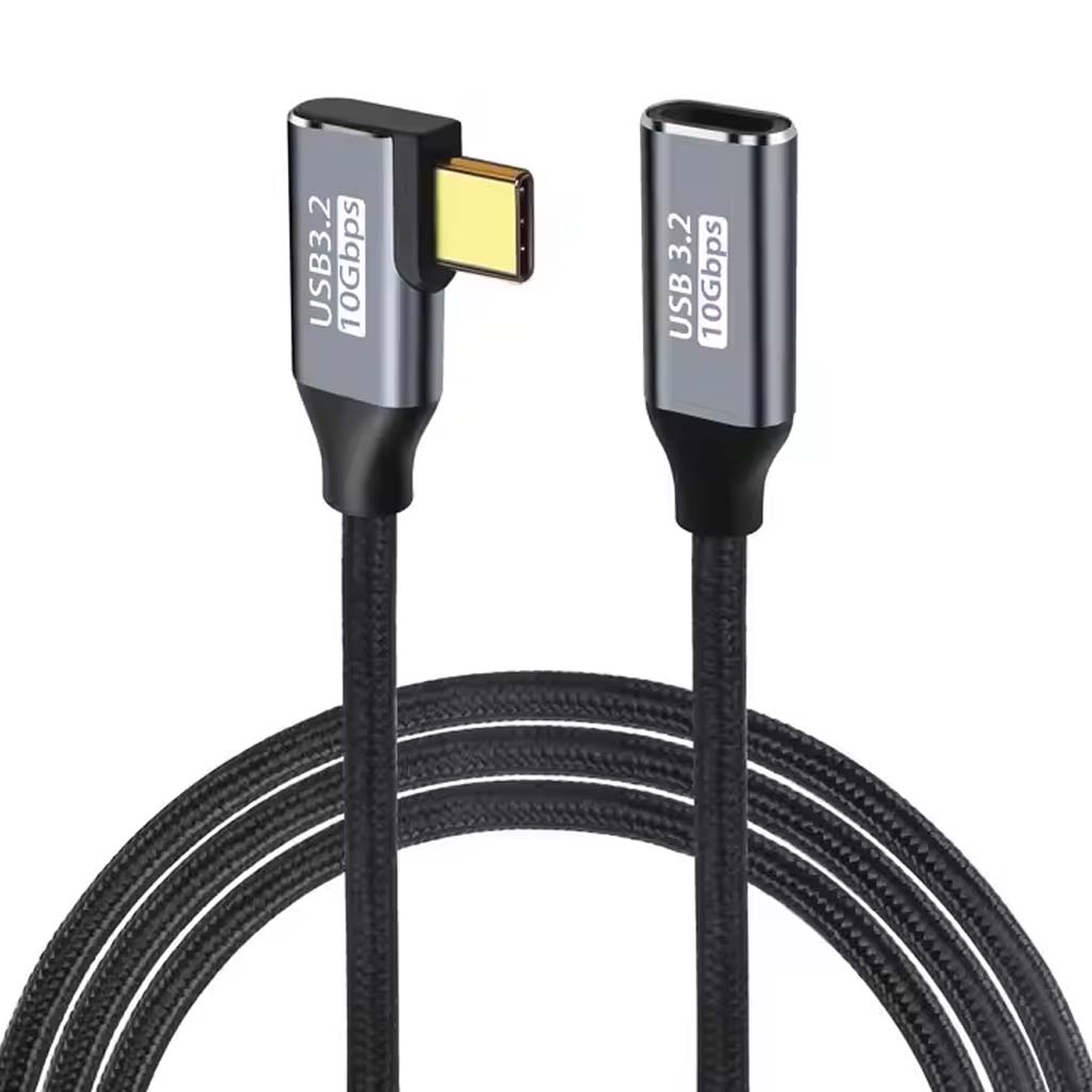TECPHILE - L Shape Type-C Male to Type-C Female 100W Charging Cable