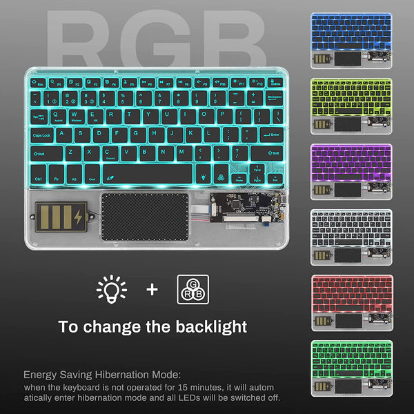 TECPHILE - Z33 Transparent Wireless Keyboard with Touchpad - 30