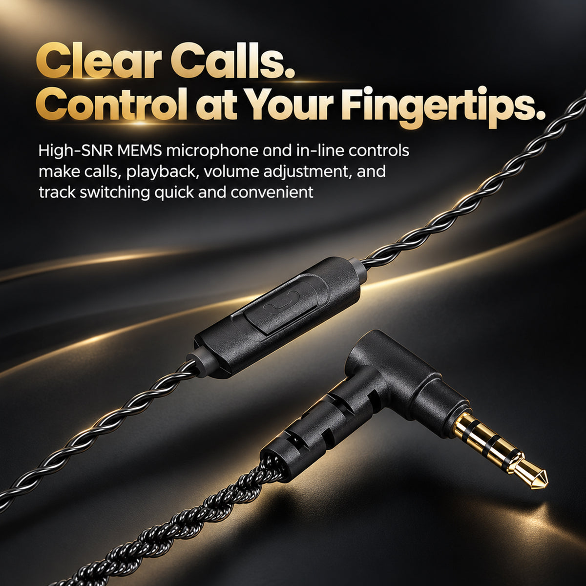 High-quality audio cable with gold-plated 3.5mm jack, designed for signal purity and stable, low-loss transmission.