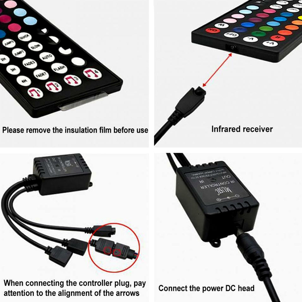 TECPHILE - 4 Pin RGB LED Strip Light IR Music Controller