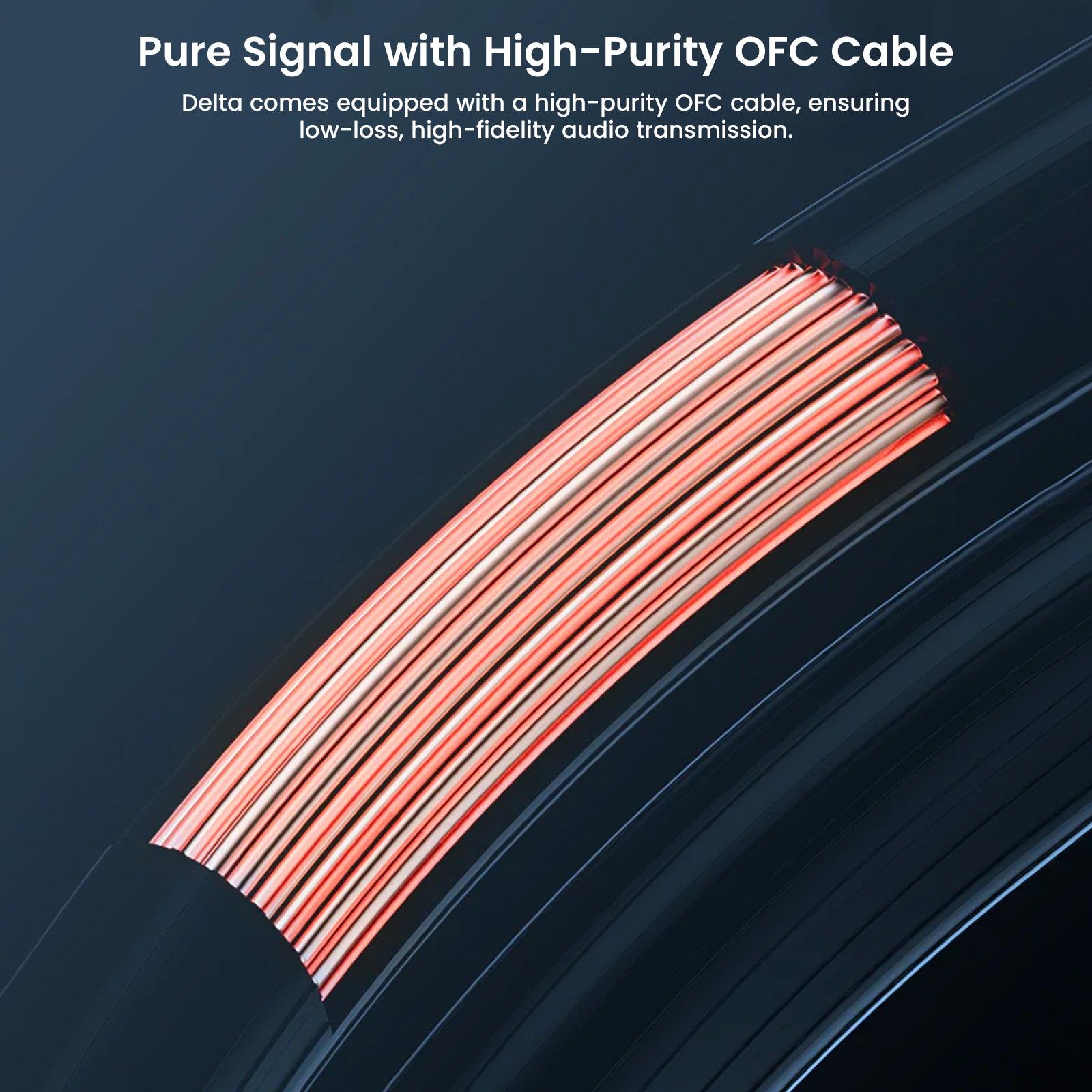 Wireless in-ear monitor with high-purity OFC cable and digital sound wave graphics