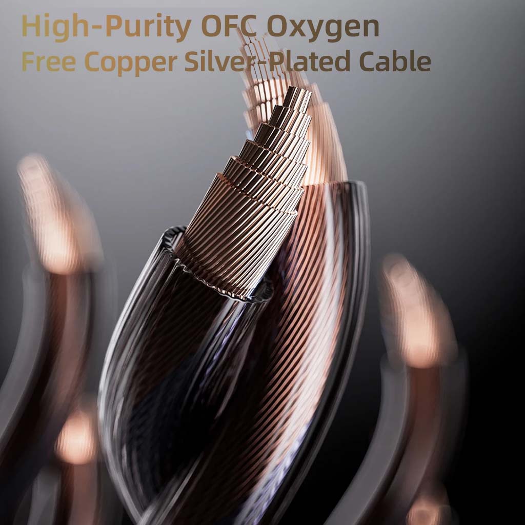 High-purity OFC oxygen-free copper silver-plated cable of QKZ-AK6 IEM, designed for superior signal transmission and durability.