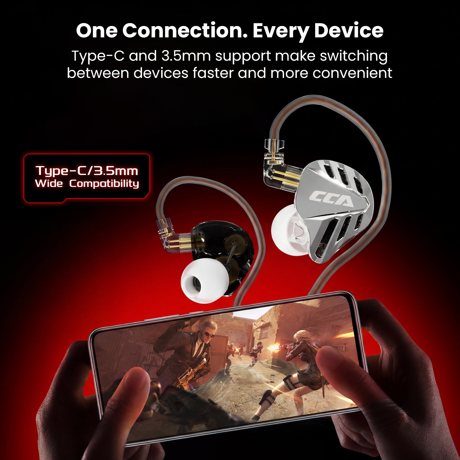 Smartphone gaming with wireless earbuds and gaming IEM for immersive experience