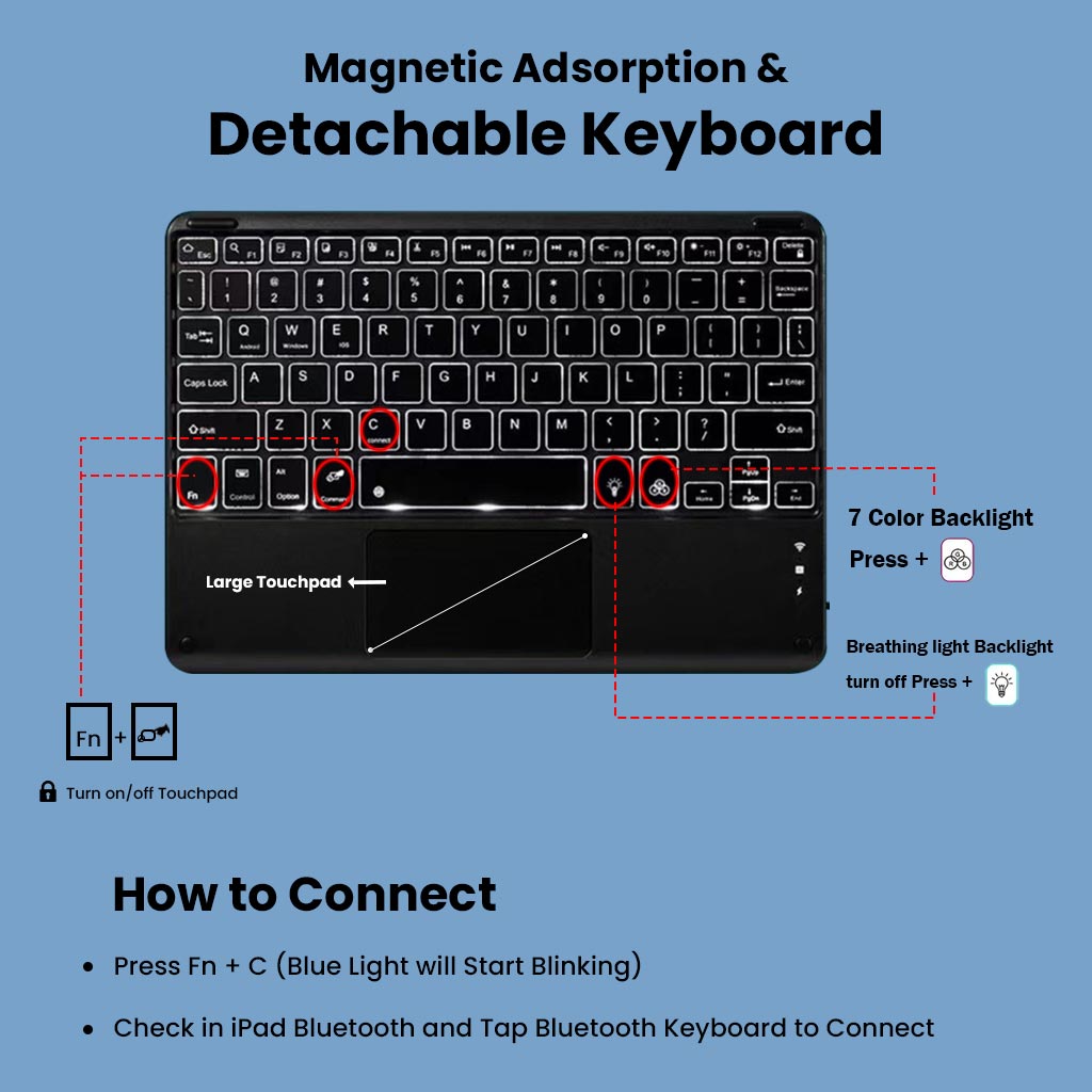 RM121 Keyboard Case for Xiaomi Redmi Pad 2 Pro, Redmi Pad Pro 12.1-inch