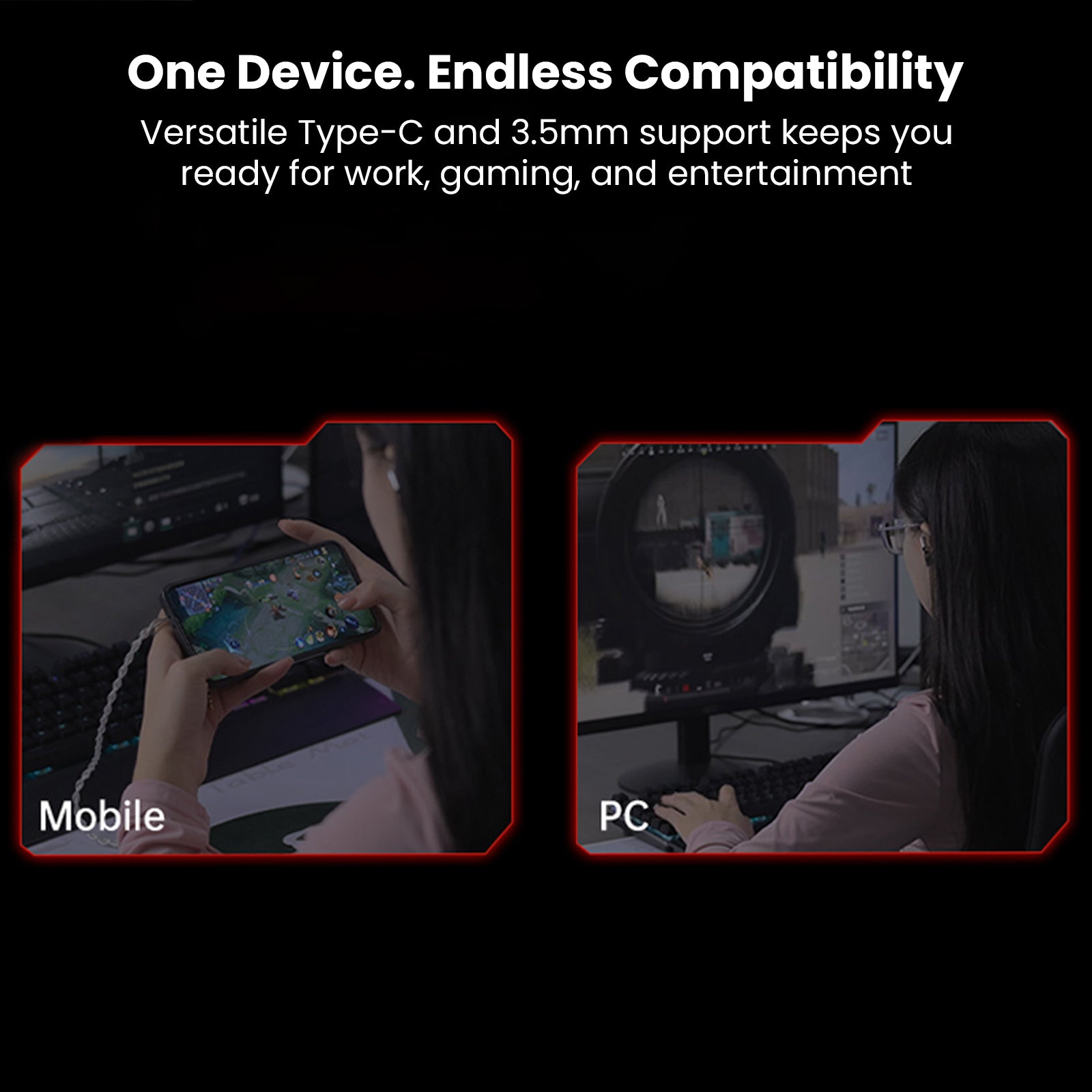 PC gaming setup with gaming IEM for clear sound and easy control