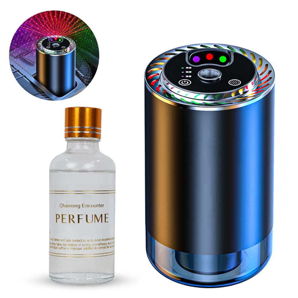 Z11-B Car Air Freshener Diffuser with starlight projector and Charming Encounter perfume bottle for luxury car scenting.