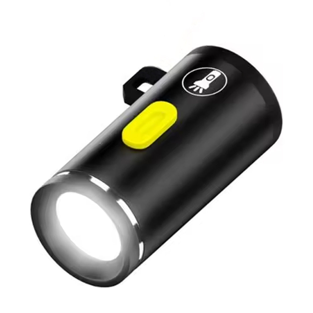 TECPHILE Type-C Mini Flashlight Adapter with bright LED and yellow power switch, ideal for compact emergency lighting solutions.