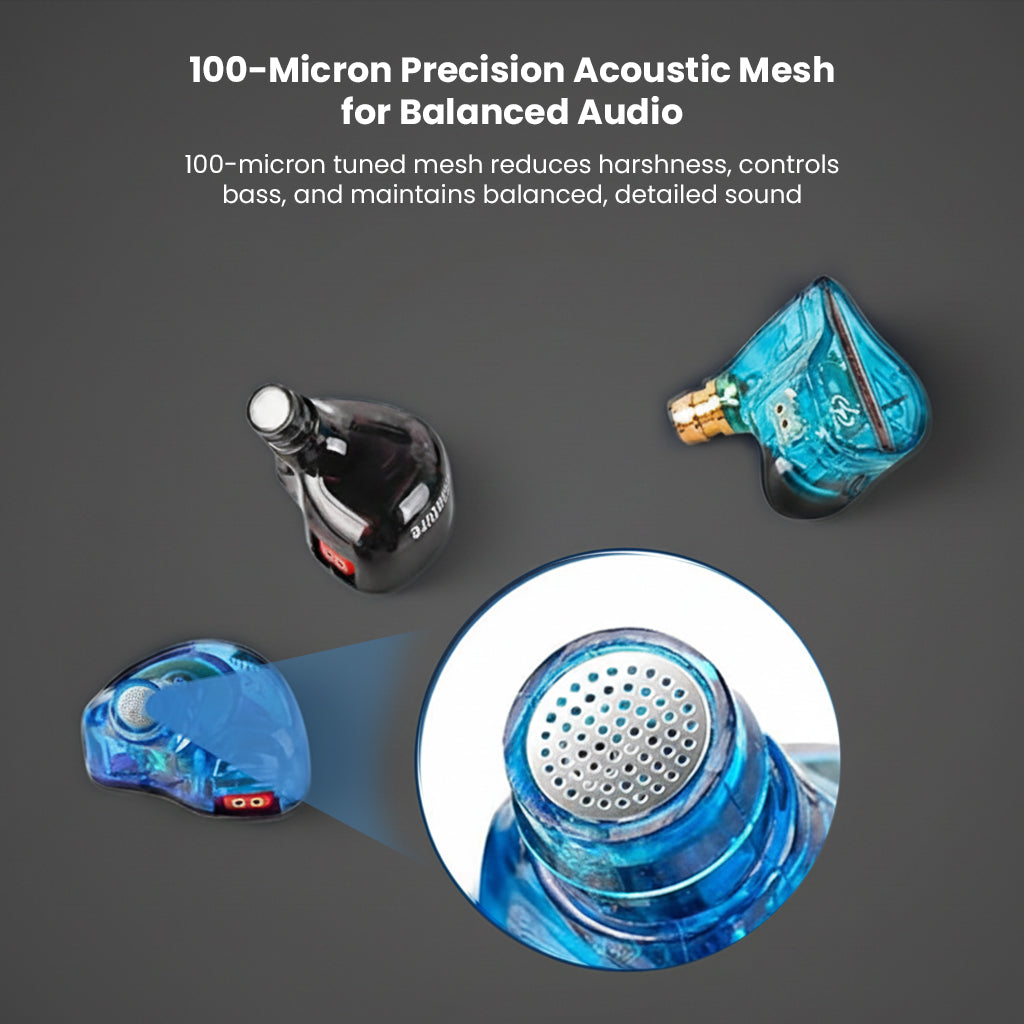 AUDIOCULAR nozzle filter with acoustic mesh for balanced audio