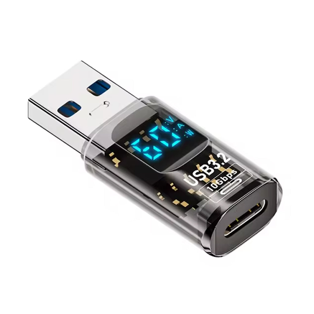 TECPHILE- 100W Type C Male to USB Female OTG Adapter with Digital Display