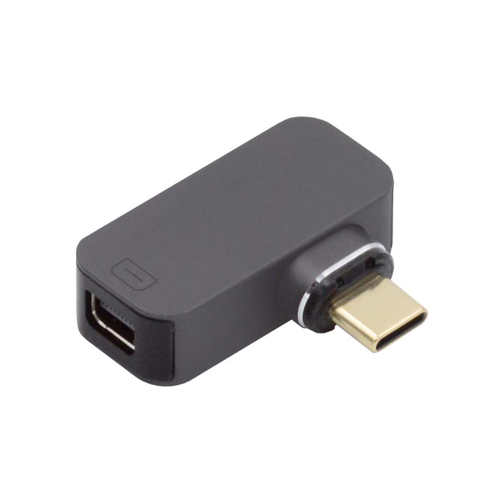 TECPHILE Adapter with USB-C to Mini Display Port interface, compact design for laptops and tablets supporting UHD 8K video and Ethernet connectivity.