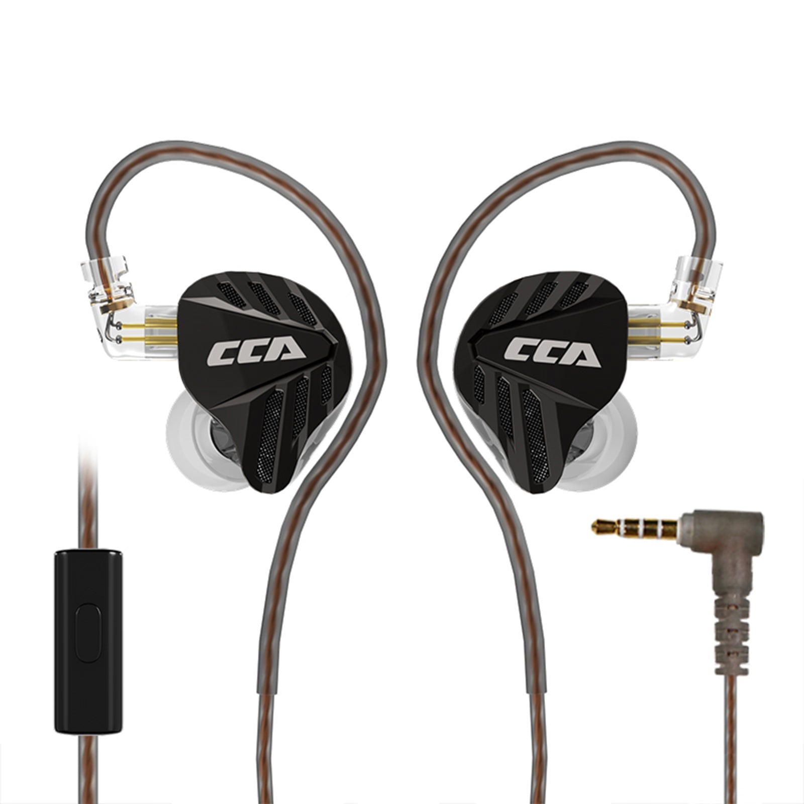 CCA Falcon dual dynamic driver in-ear monitors with black and silver design