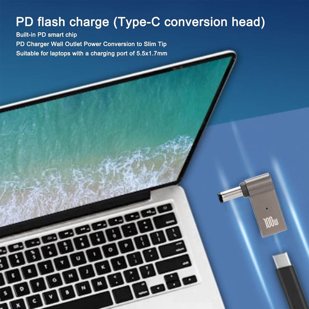TECPHILE - 100W Female Type-C Laptop Adapter for DELL