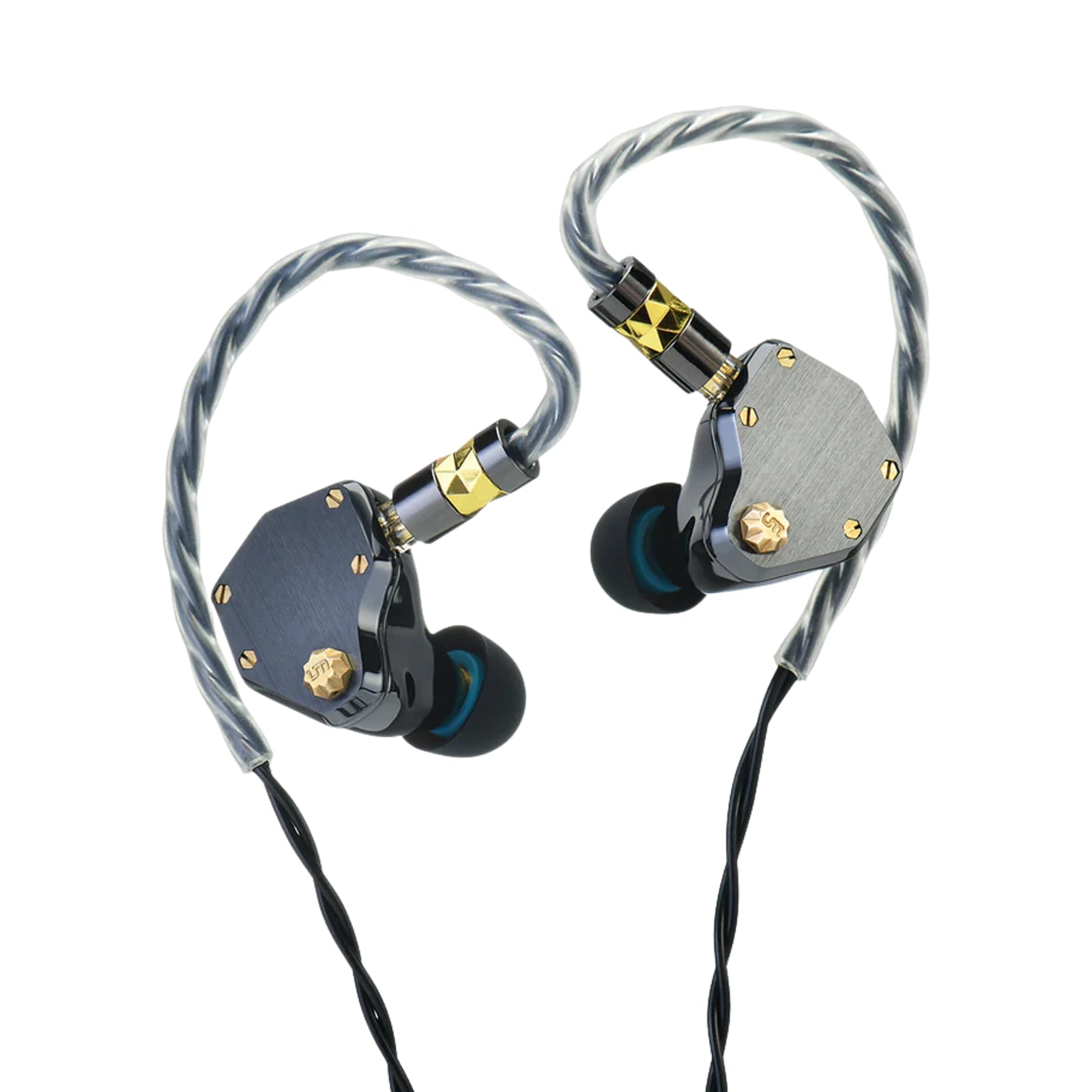 Exploded view of earphone internal components with labeled parts