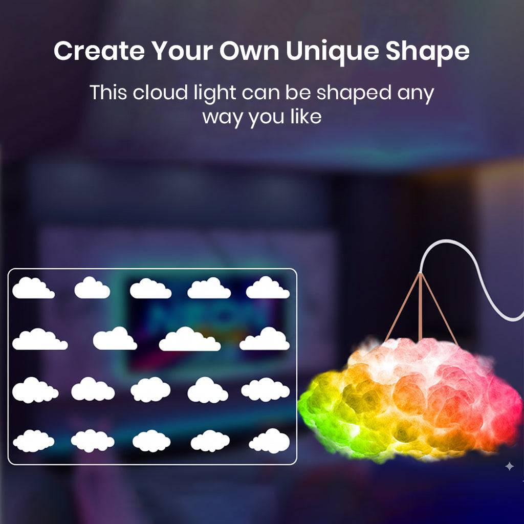 DIY customizable TECPHILE cloud light with flexible shaping options, allowing users to create unique cloud designs for ceiling decor.