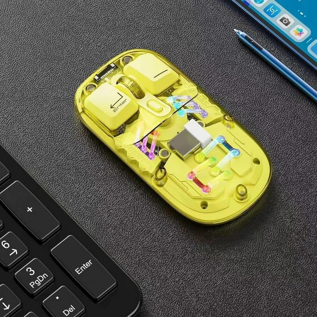 TECPHILE - M111 Transparent Dual Mode Wireless Bluetooth Mouse