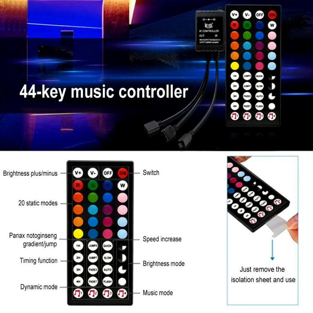 TECPHILE - 4 Pin RGB LED Strip Light IR Music Controller