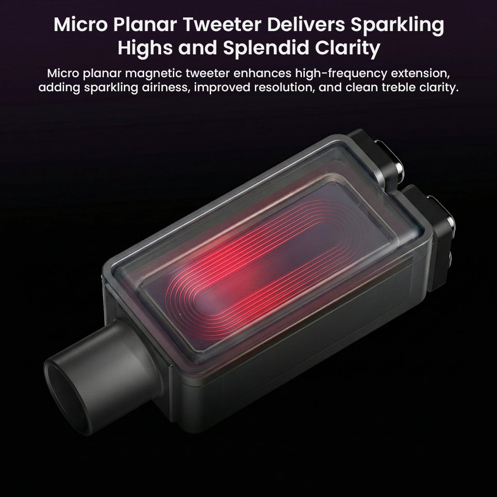 Micro planar tweeter in SIMGOT SuperMix 5 delivers sparkling highs and enhanced treble clarity for refined high-frequency sound.
