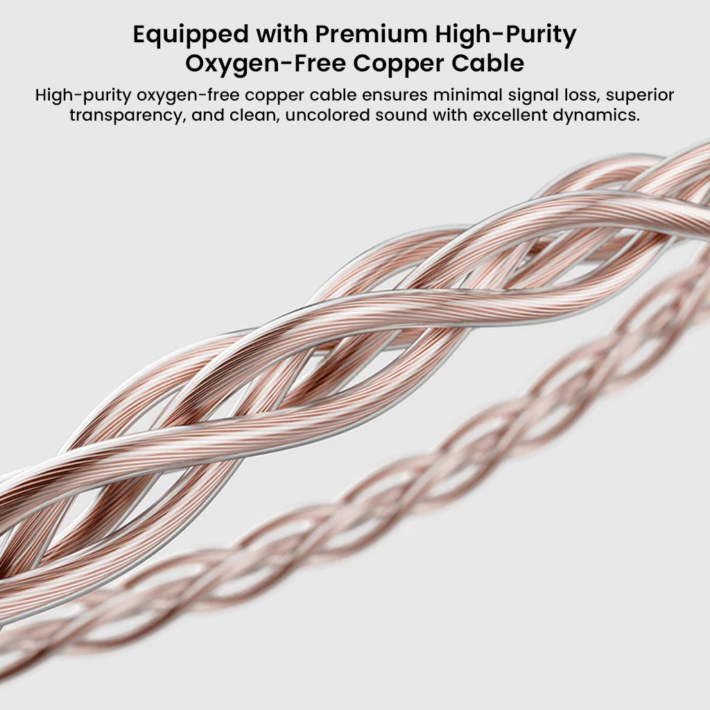 High-purity oxygen-free copper cable of TWISTURA Beta IEM ensures low signal loss and clean, transparent audio performance.