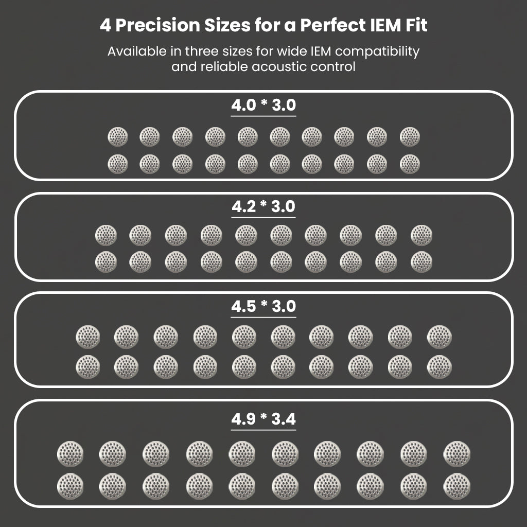 AUDIOCULAR precision sizes for IEM nozzle filters