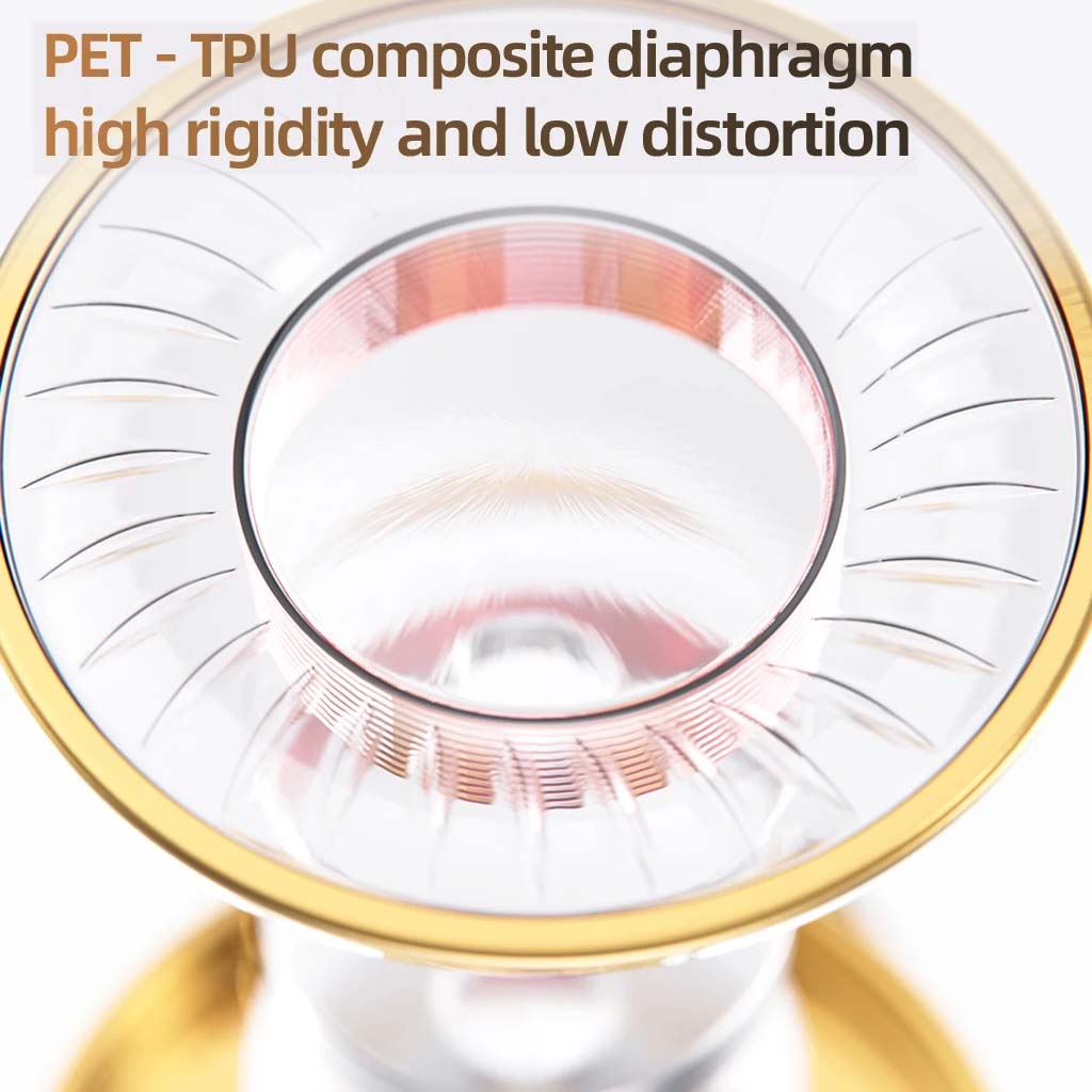 Close-up of QKZ-AK6 IEM's PET-TPU composite diaphragm, engineered for high rigidity and minimal distortion in audio playback.