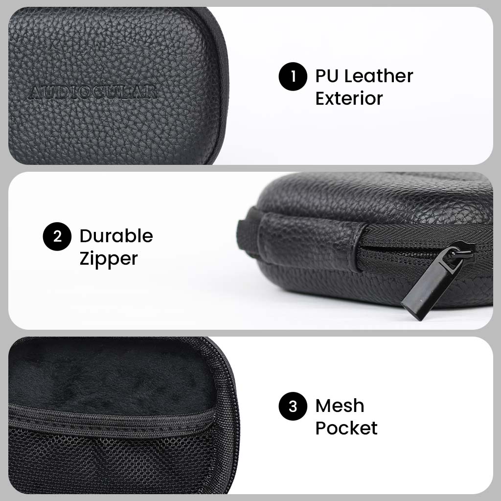 AC27 Leather Zip Earphone Case for IEM