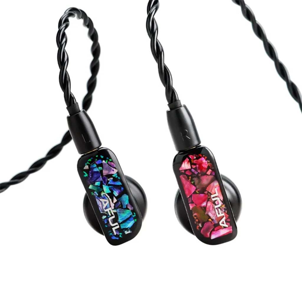 AFUL - PolarNight 15.4mm Dynamic Driver HiFi Earbuds with vibrant flat head design in blue and red, featuring dual-resonance damping technology.