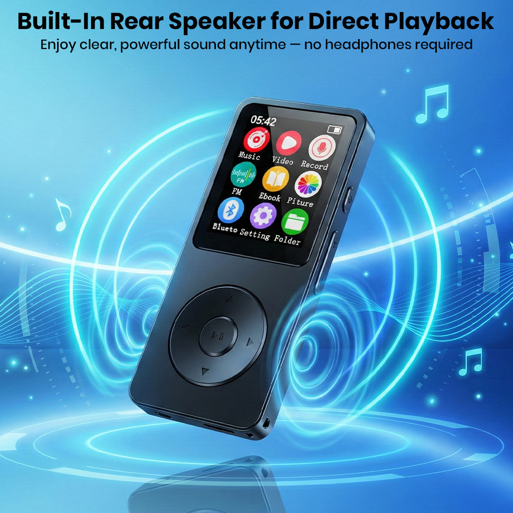AUDIOCULAR M61 Mp3 Player with built-in rear speaker for direct playback, delivering clear sound without headphones.