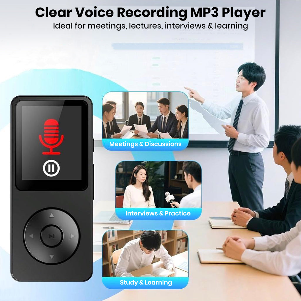AUDIOCULAR M61 Mp3 Player with voice recording feature, perfect for meetings, lectures, and interviews.