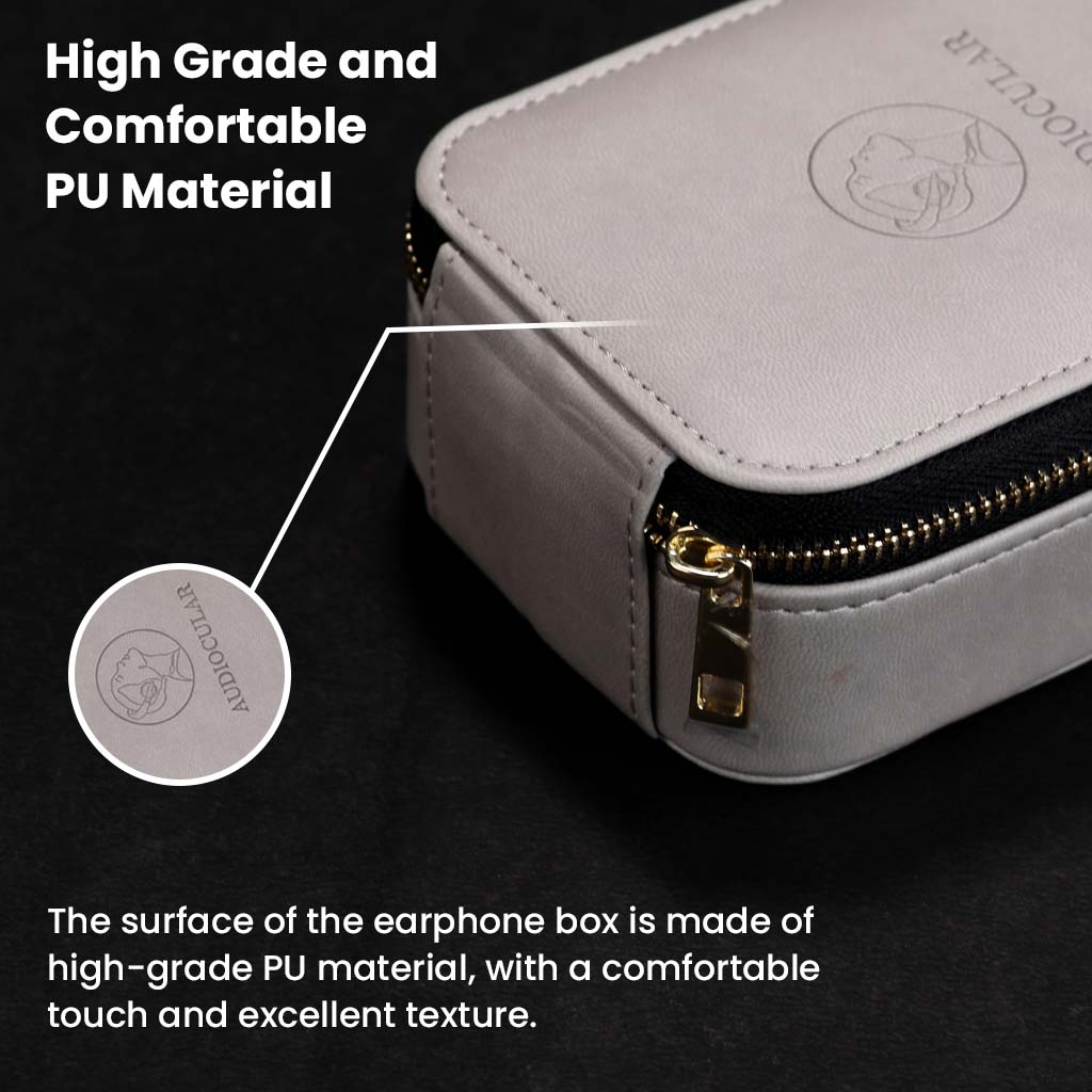 AUDIOCULAR LUXE Premium Storage Case for IEMs, Cables & Accessories with High Grade and comfortable PU material