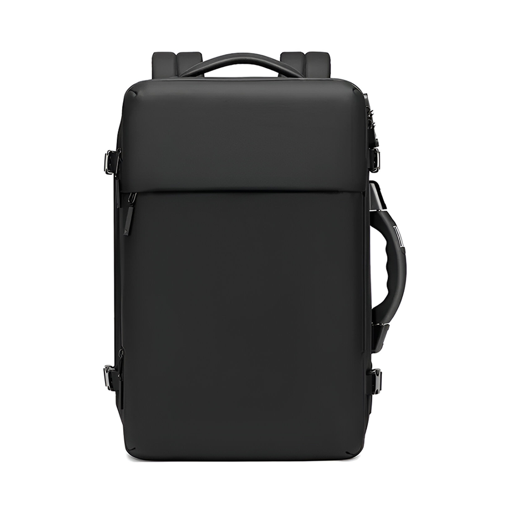 Minimalist front view of RZTX JL152E Airpack Smart Backpack for men, featuring sleek waterproof design and side handle.