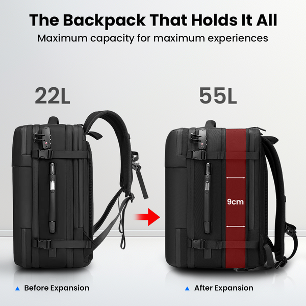 TECPHILE - JL152E Airpack Travel Vacuum Backpack Laptop Bag for Men 30-40L Expandable - 4