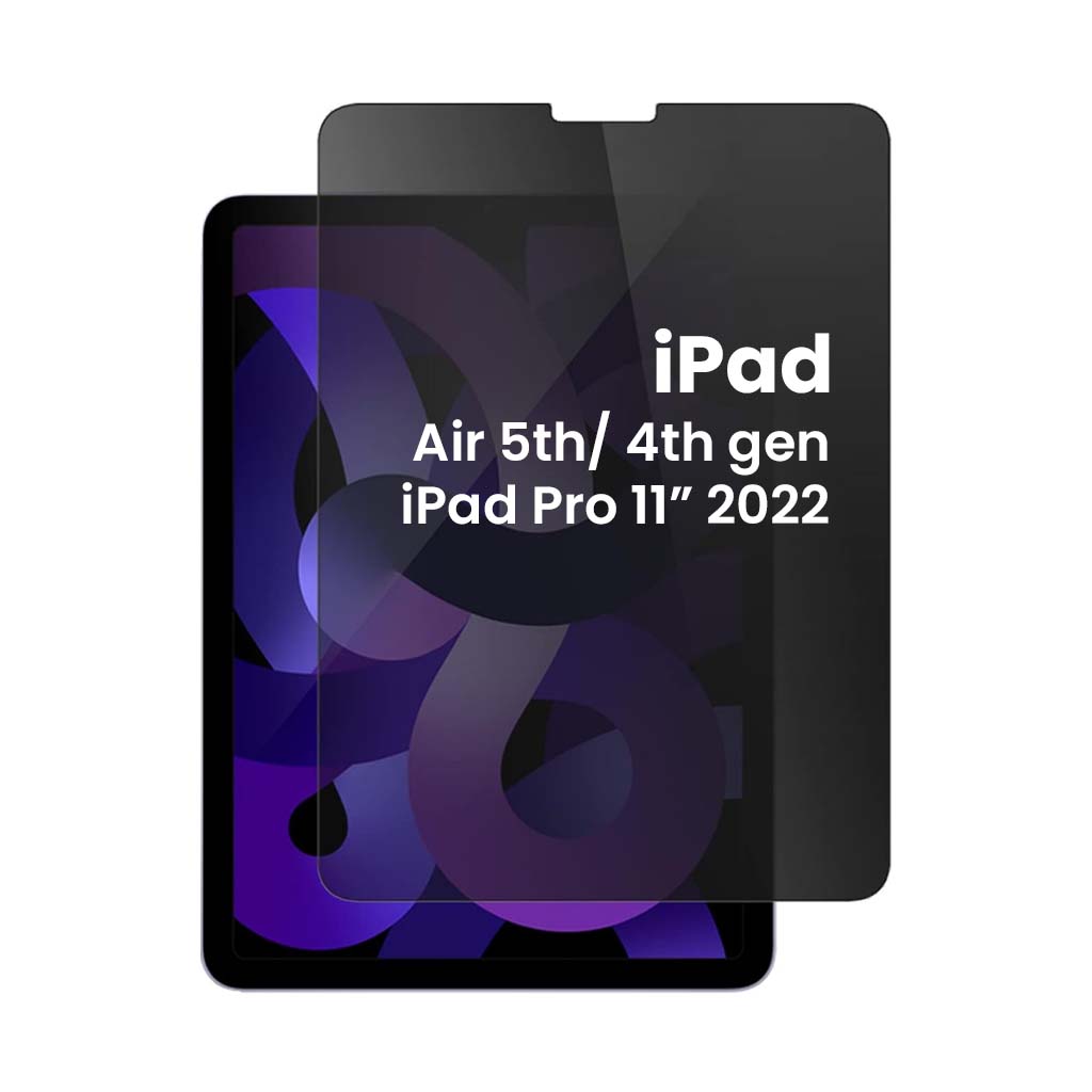 Privacy Tempered Glass Screen Protector for iPad Air 5th/4th & Pro 11, anti-spy design with full screen coverage and edge-to-edge protection.