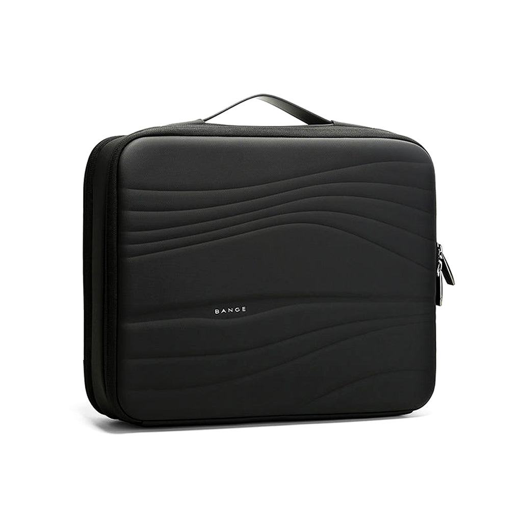 BANGE Laptop Messenger Bag - Waterproof 14" Briefcase with hard shell exterior and wave-textured design for men, ideal for business travel.