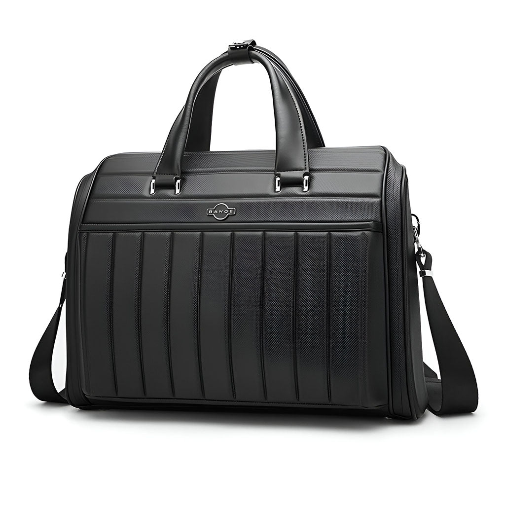 BANGE YZ350 black office laptop business briefcase with vertical panel design, ideal for 15.6-inch laptops and professional use.