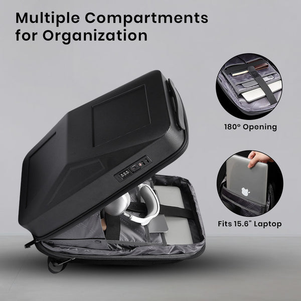 BANGE 2956 Anti Theft Hard Shell Laptop Backpack 20L-27L Expandable - 6
