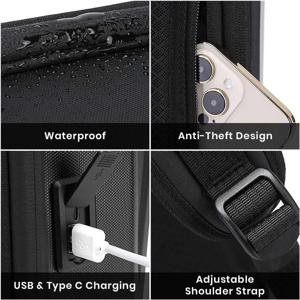 BANGE 2956 Anti Theft Hard Shell Laptop Backpack 20L-27L Expandable