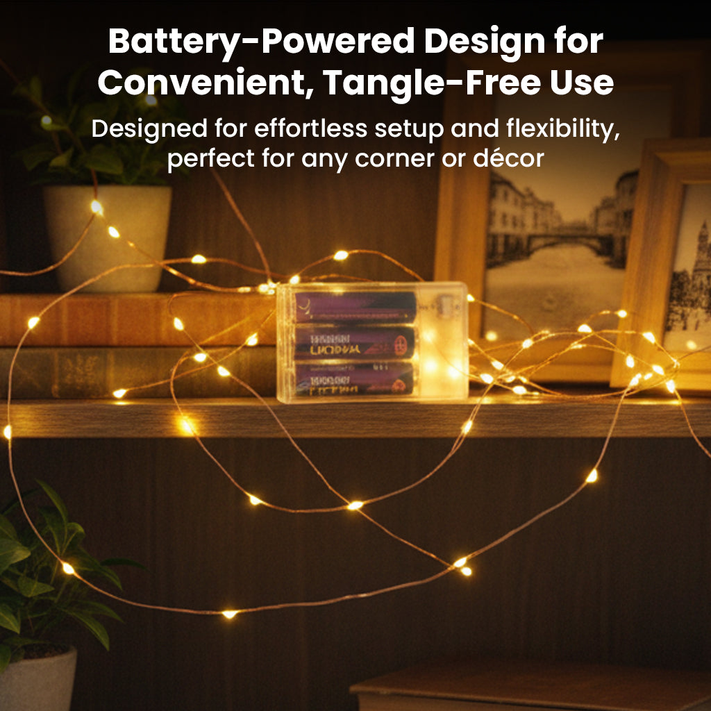 Battery Fairy Lights 10M with 100 Warm LEDs for Home & Festive Decor