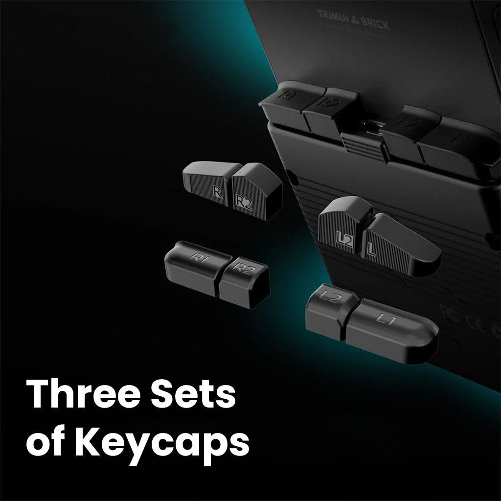 TRIMUI Brick includes three sets of customizable keycaps for enhanced handheld gaming control and user comfort.