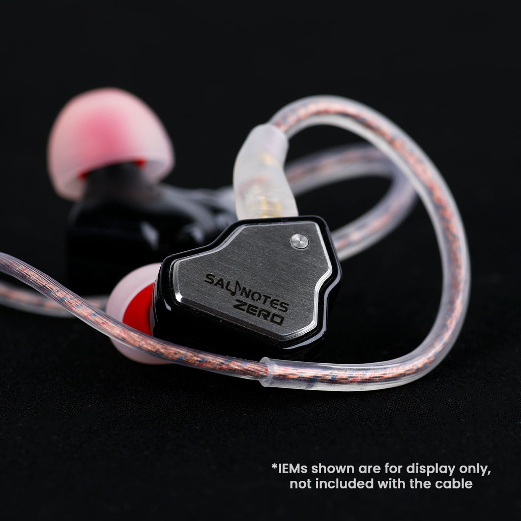 Copper AUDIOCULAR - RC2 IEM Replacement Cable connected to IEMs, demonstrating premium build and compatibility.