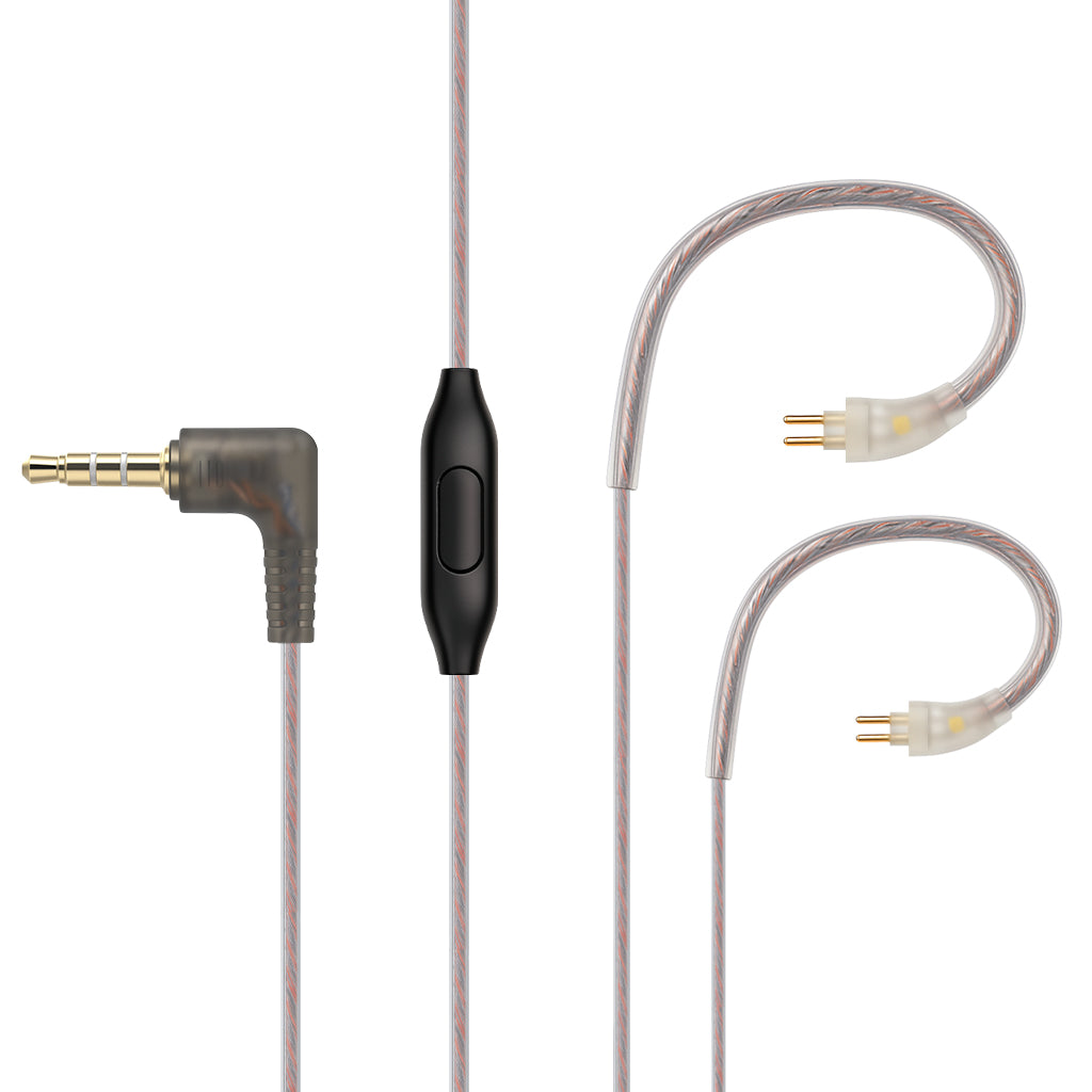 AUDIOCULAR - RC2 IEM Replacement Cable in copper variant with 3.5mm gold-plated plug and inline mic, ideal for IEM upgrades.