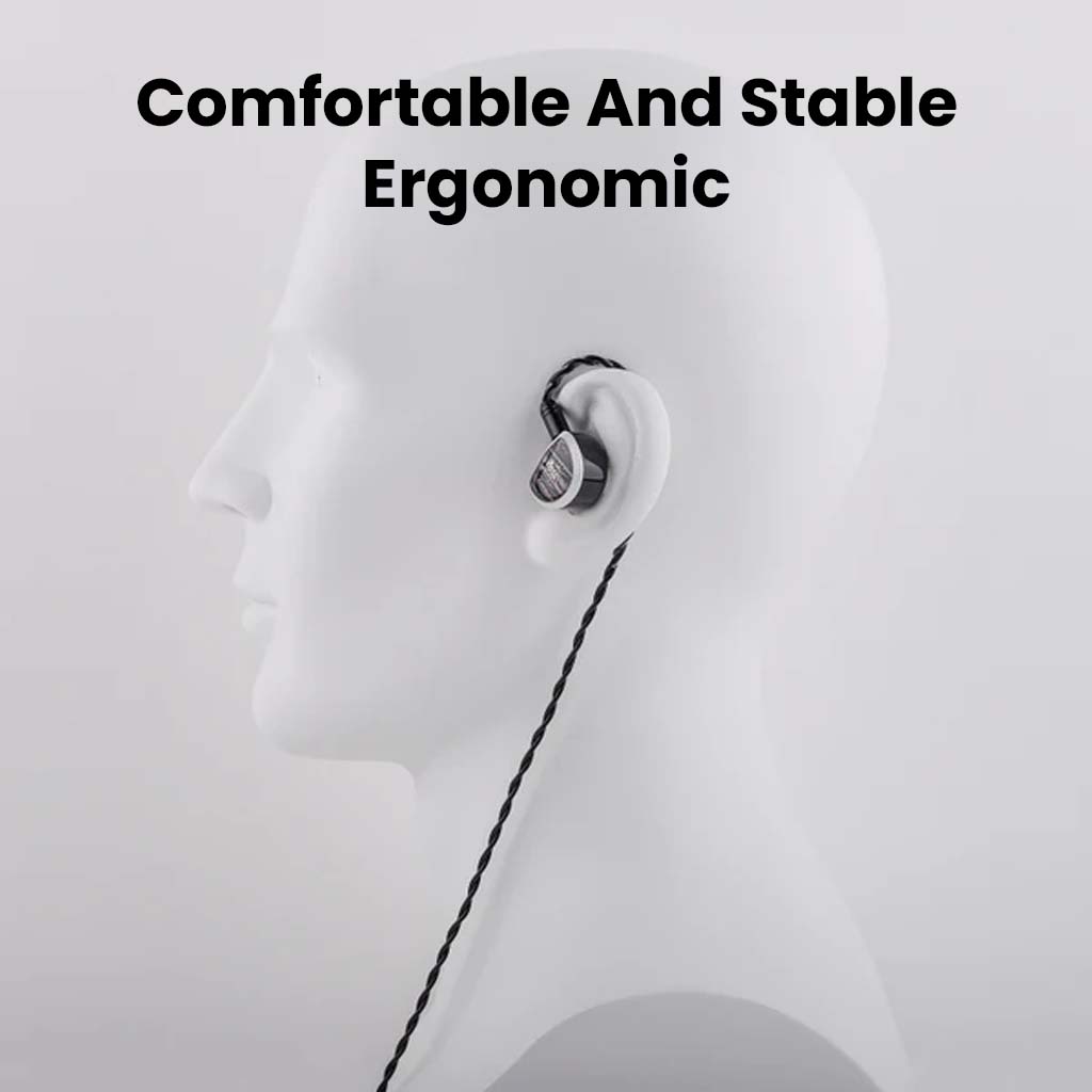 Kiwiears Aether IEM Black NoMic 3.5MM COMFORT AND STABLE ERGONOMIC