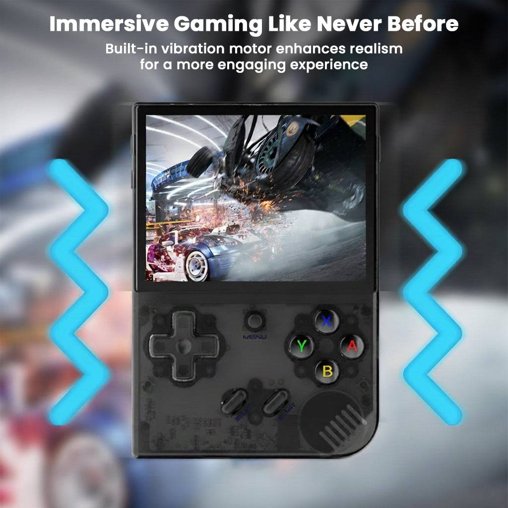 ANBERNIC RG35XX Plus features immersive gaming with built-in vibration motor for enhanced realism and tactile feedback during gameplay.