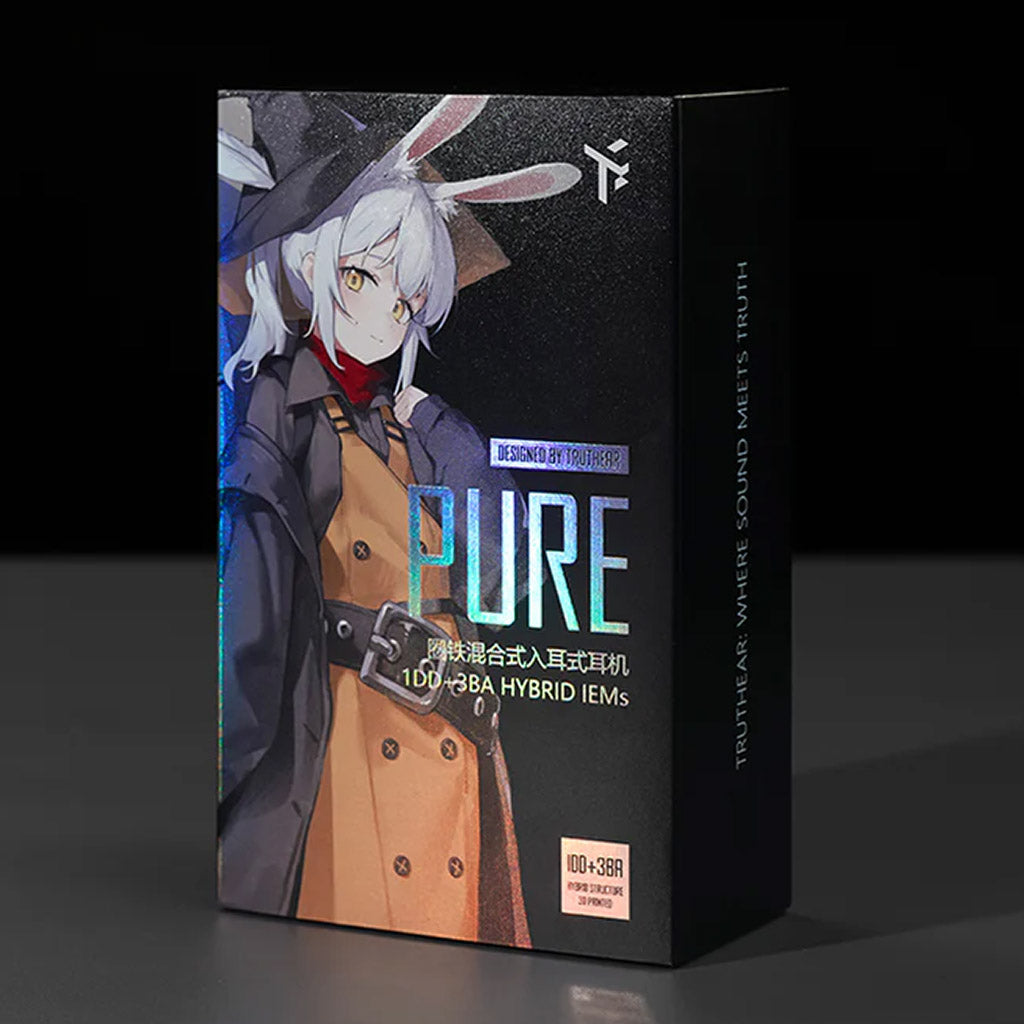 TRUTHEAR IEM - Hybrid Driver Performance | 1DD + 3BA Setup retail box featuring anime-style artwork and premium packaging design.