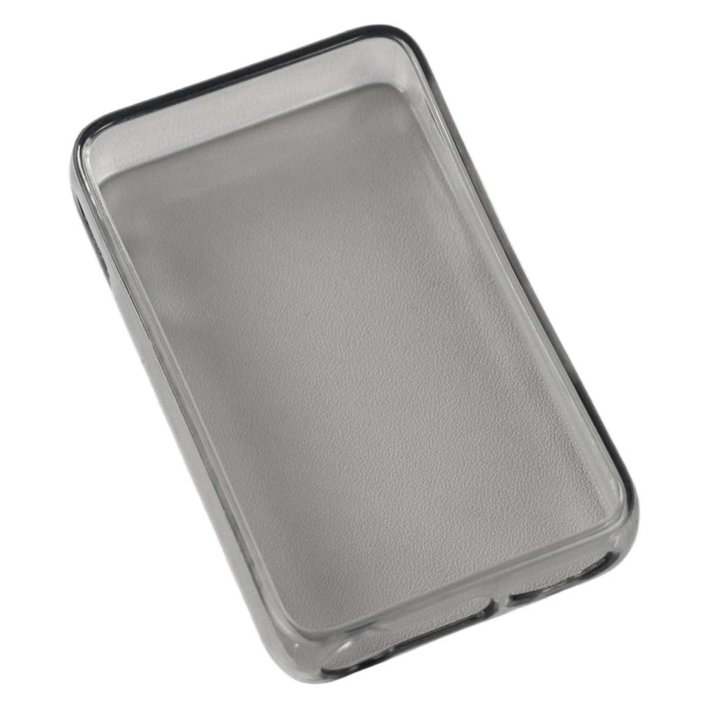 Angled view of HiBy R1 Transparent TPU Case showing flexible silicone design for shock protection and easy installation.