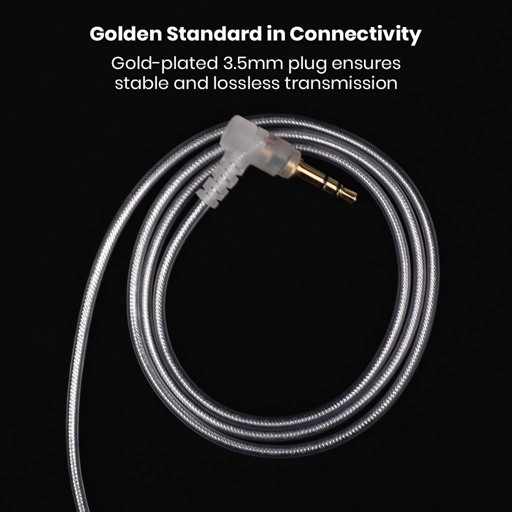 Moondrop – Chu 2 Replacement Cable featuring a gold-plated 3.5mm plug for stable, lossless audio transmission in high-fidelity IEM setups.