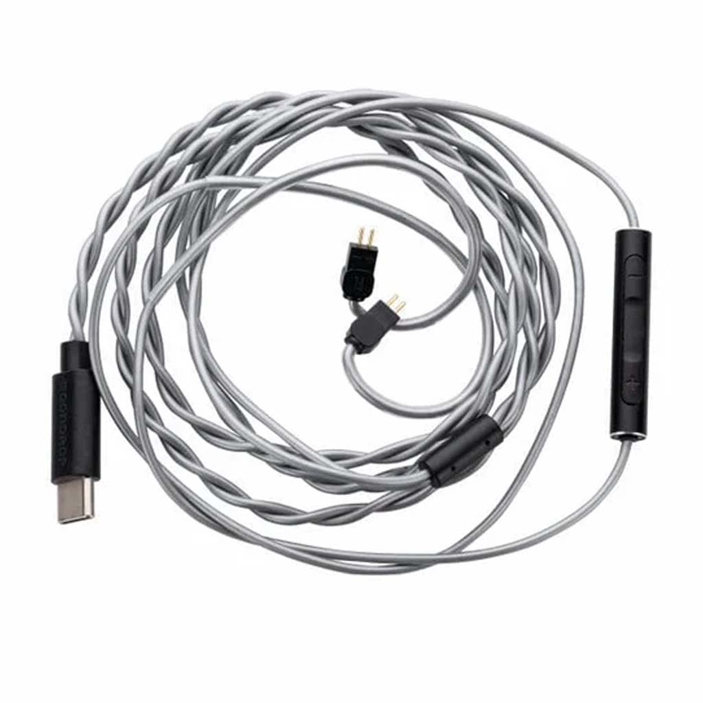 MOONDROP Chu 2 DSP Replacement Cable with USB Type-C connector and 2-pin IEM plug, ideal for upgrading in-ear monitors.