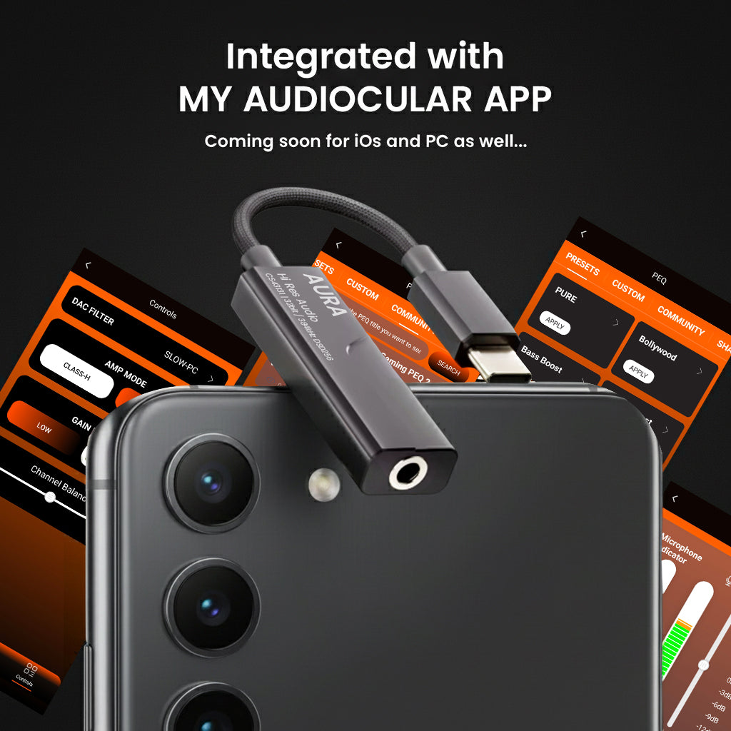 AUDIOCULAR - AURA Hi-Res Portable DAC & Amp with CS43131 DAC + SGM8262 AMP Chipset