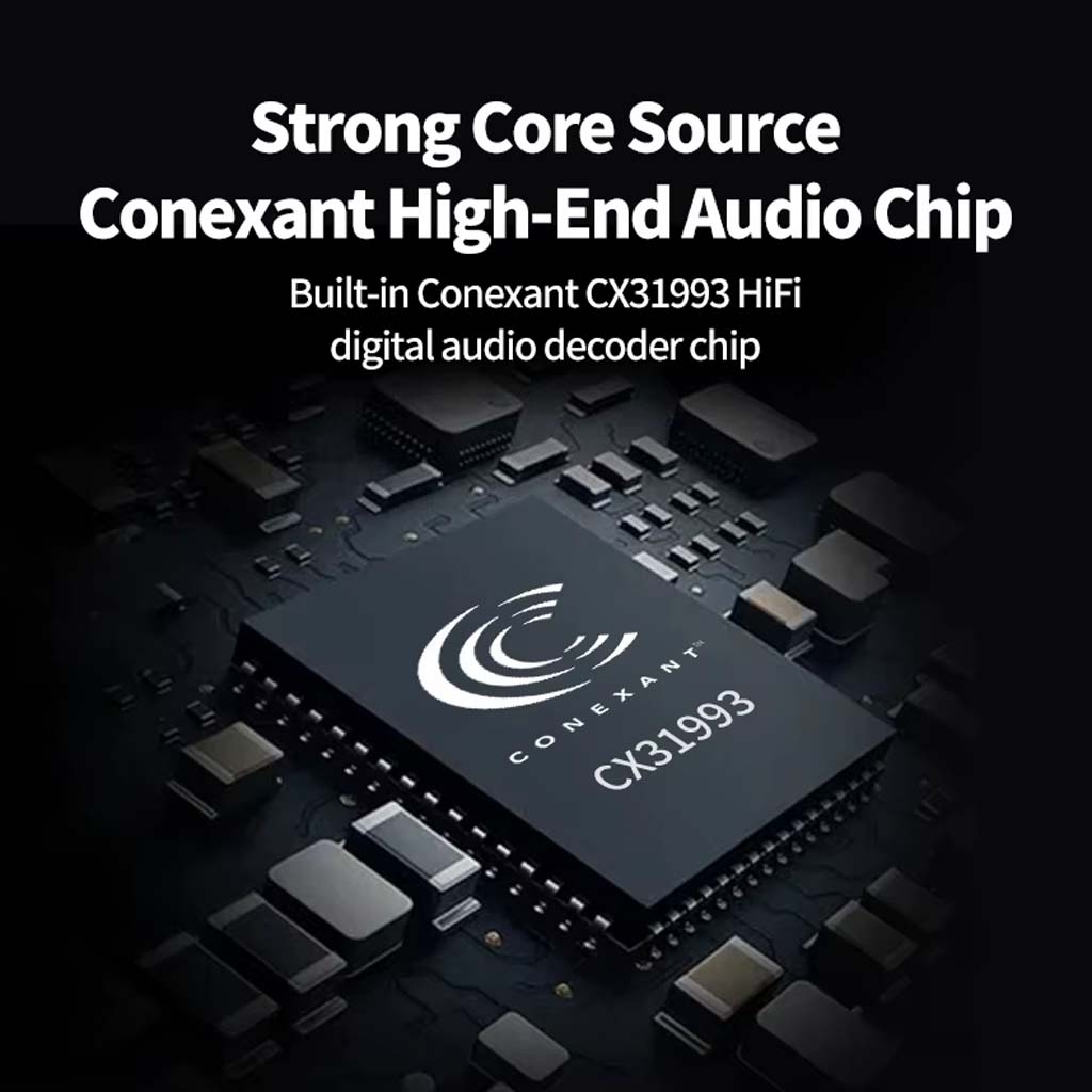 Conexant CX31993 HiFi audio decoder chip used in AUDIOCULAR DAC Dongle for superior digital sound processing.