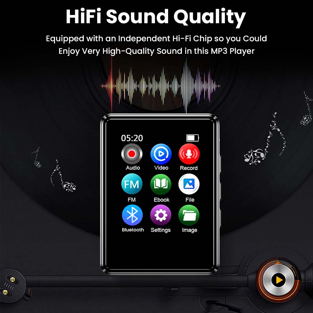 HiFi sound quality AUDIOCULAR M01 MP3 player with independent Hi-Fi chip for immersive high-definition audio playback.