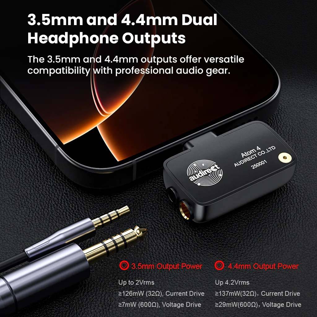 Audirect Atom4 DAC/AMP Grey Type-C dual jack 3.5mm and 4.4mm
